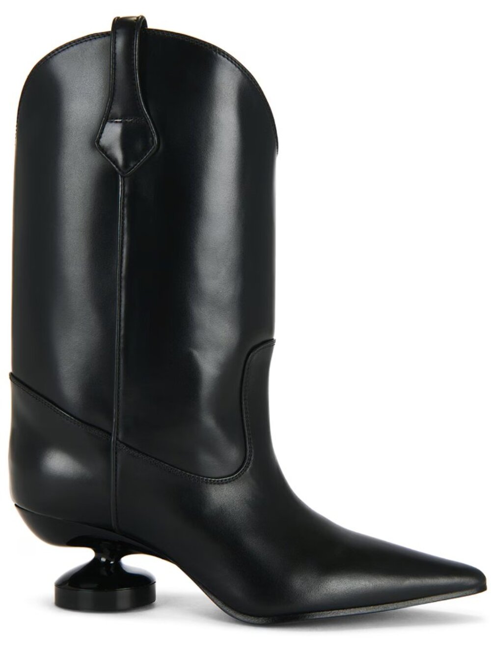 Lucasheva Maria Heeled Boot in Black Leather Western Low Cowboy Boots 40 / 10